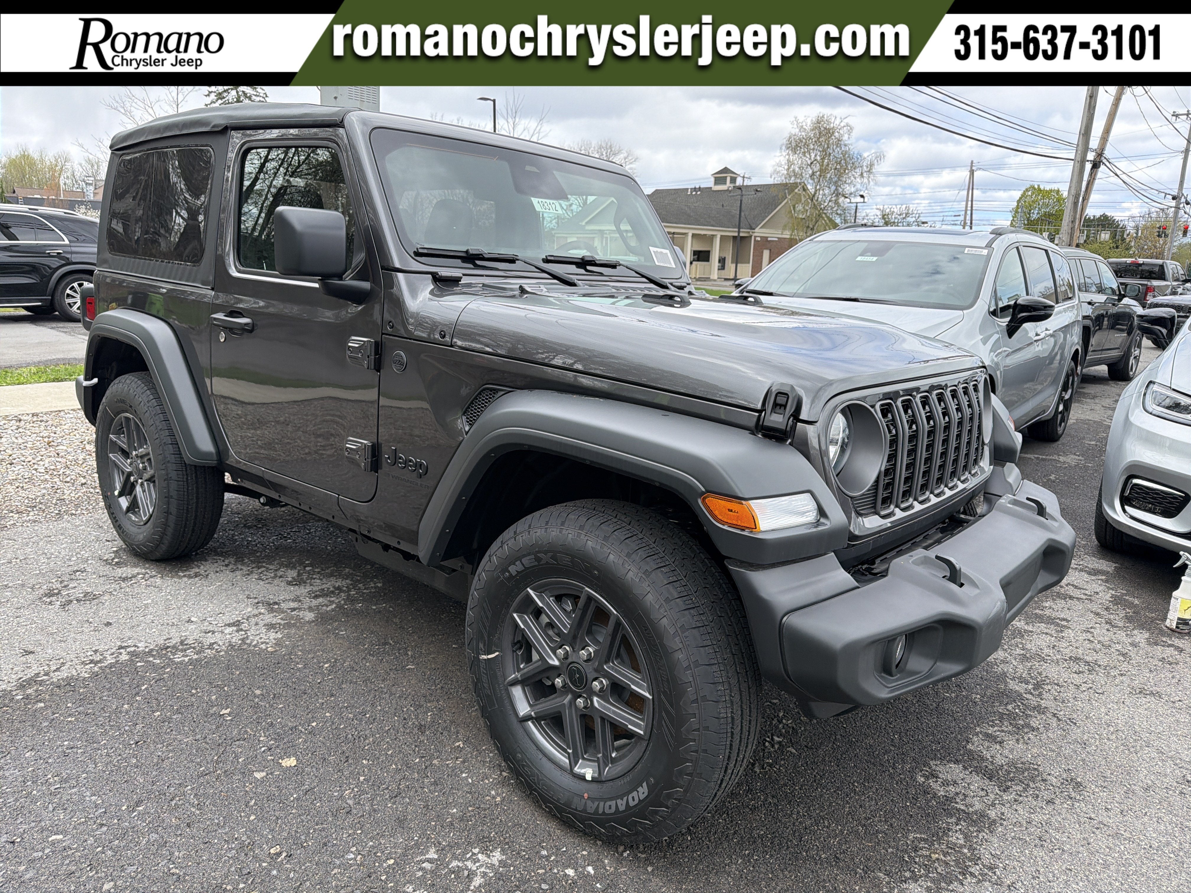 2026 Jeep Wrangler Sport S in Granite Crystal Metallic Clearcoat — front three-quarter view