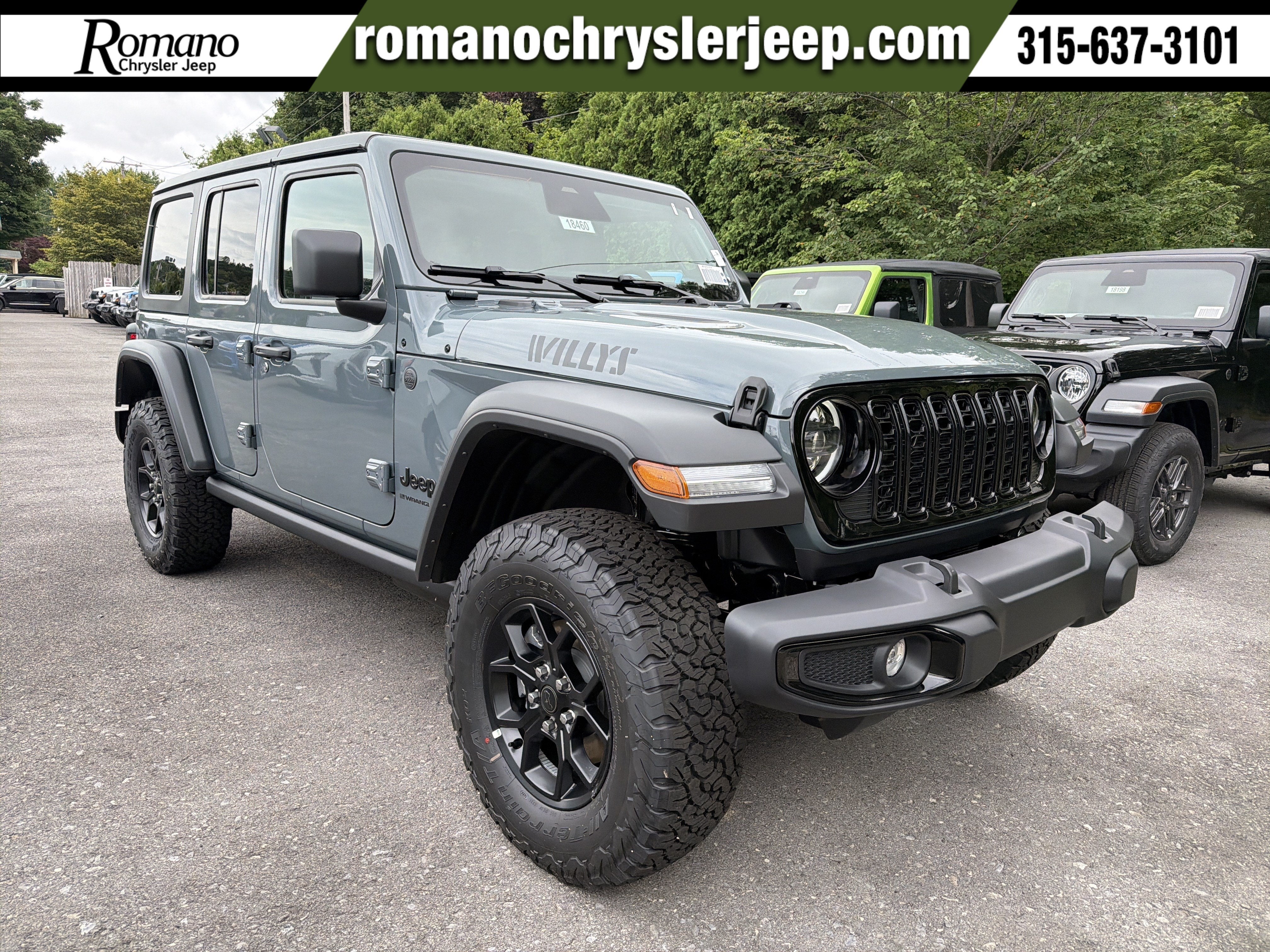 2026 Jeep Wrangler Willys in Anvil Clearcoat — front three-quarter view
