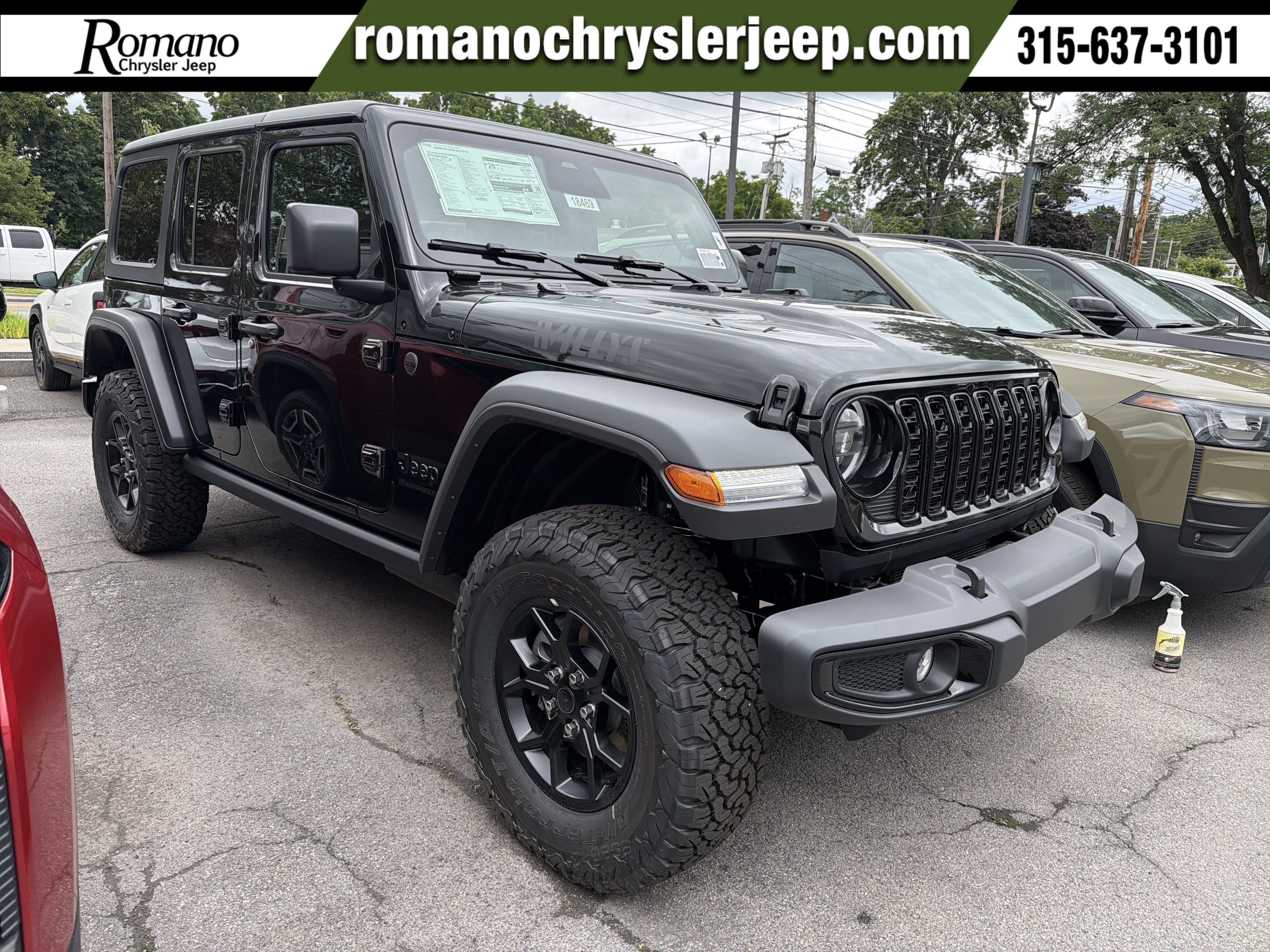2026 Jeep Wrangler Willys in Black Clearcoat — front three-quarter view