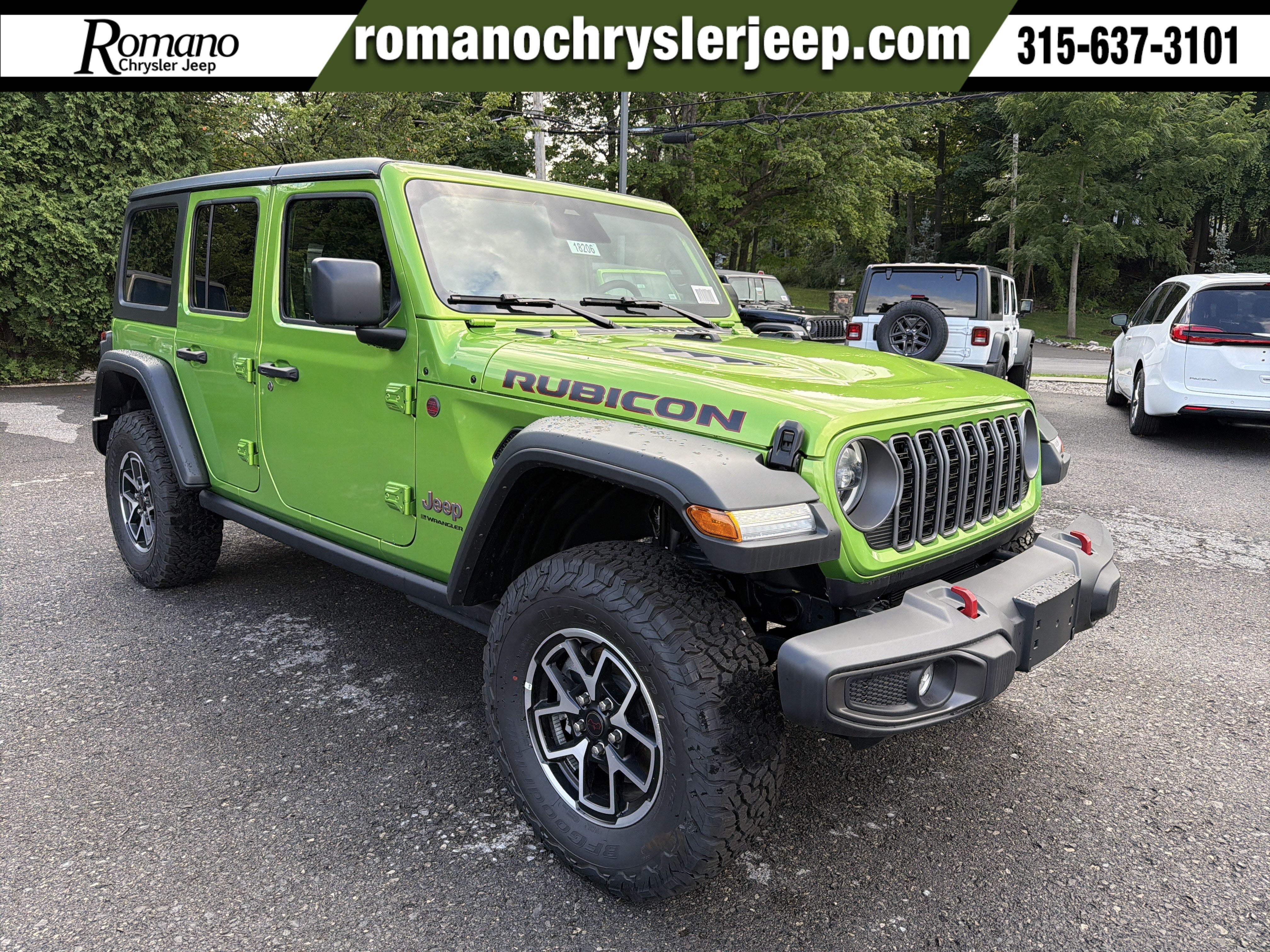 2026 Jeep Wrangler Rubicon in Mojito Clearcoat — front three-quarter view