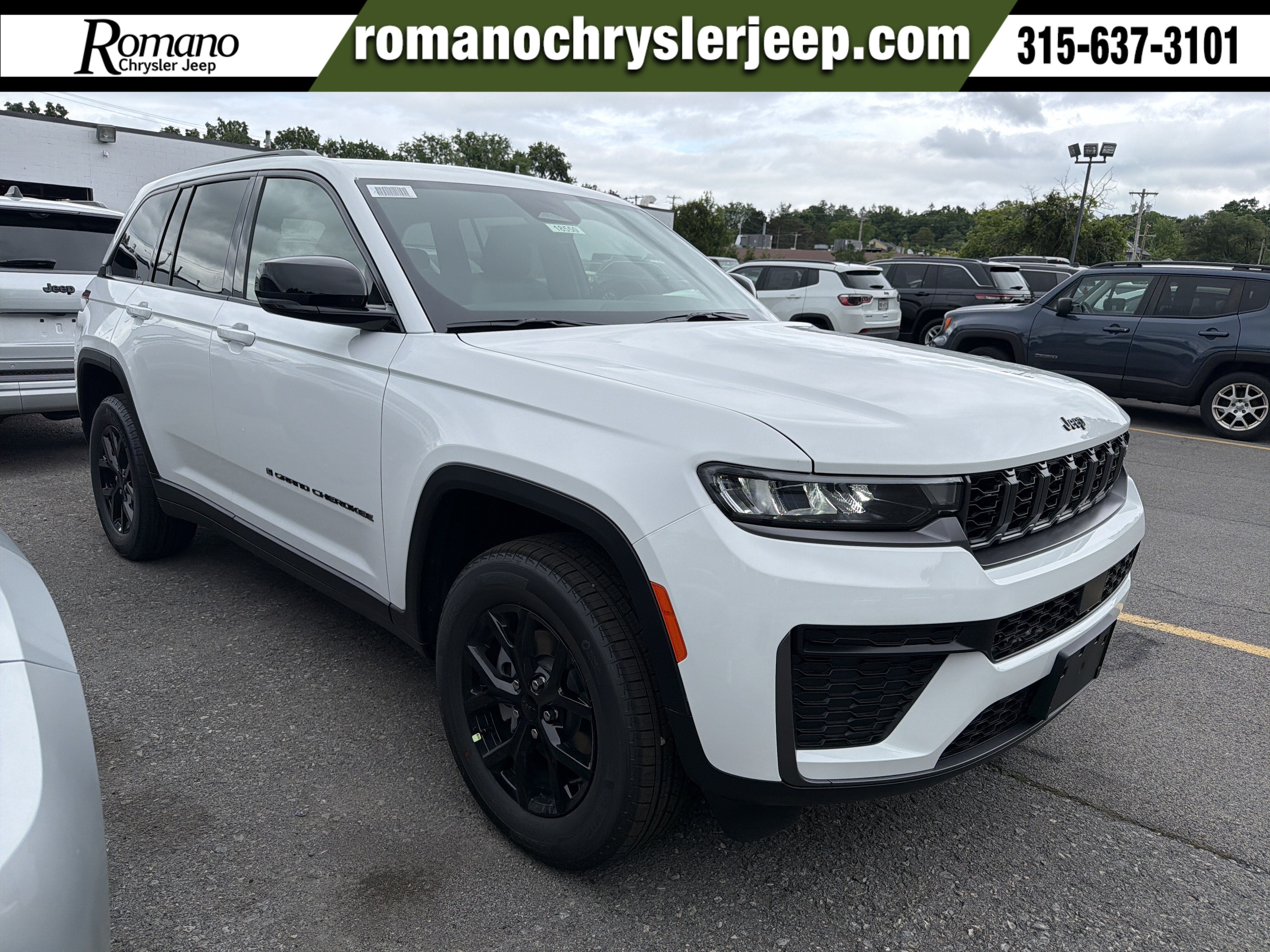 2026 Jeep Grand Cherokee Laredo Altitude in Bright White Clearcoat — front three-quarter view