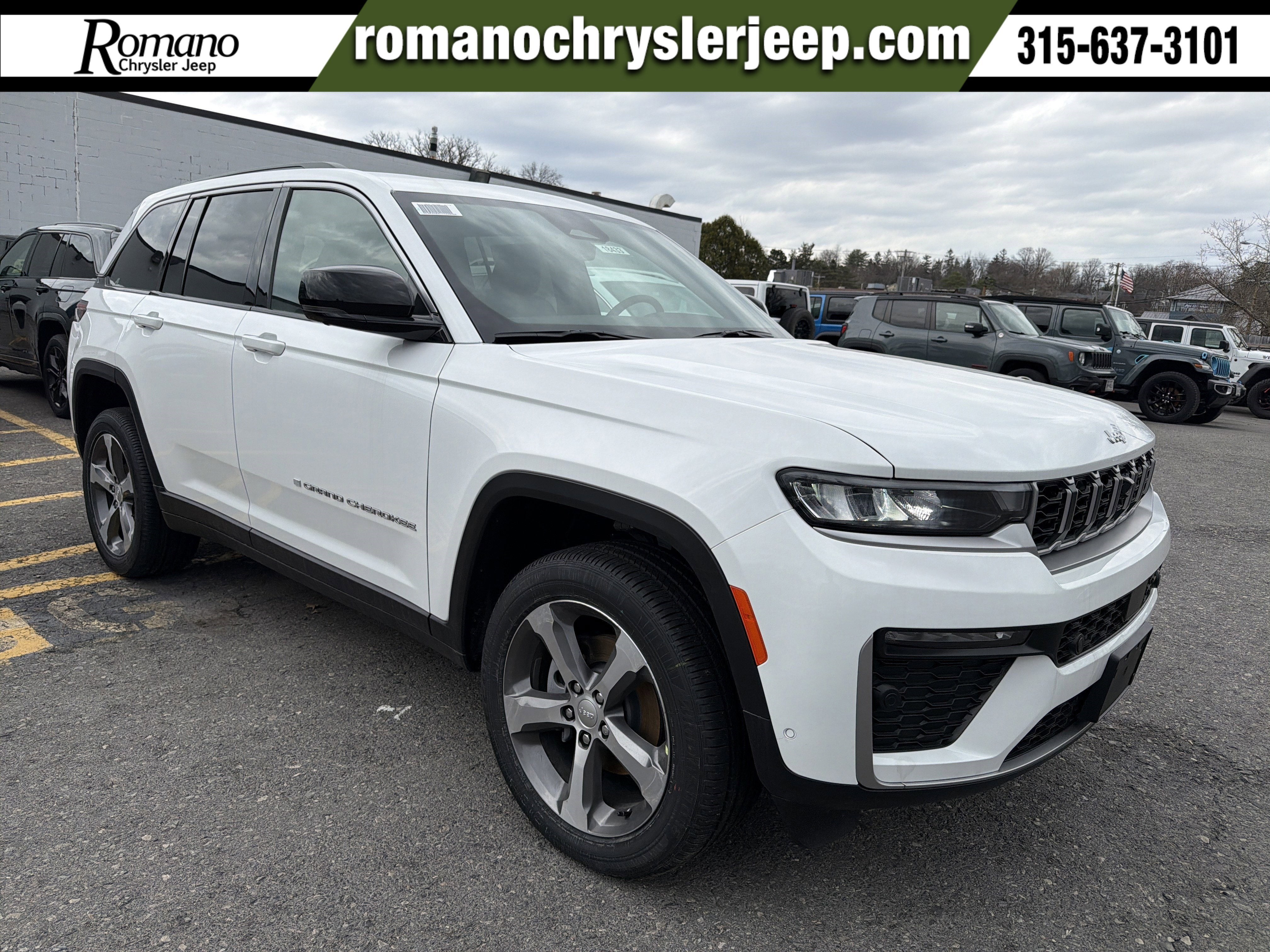 2026 Jeep Grand Cherokee Limited in Bright White Clearcoat — front three-quarter view