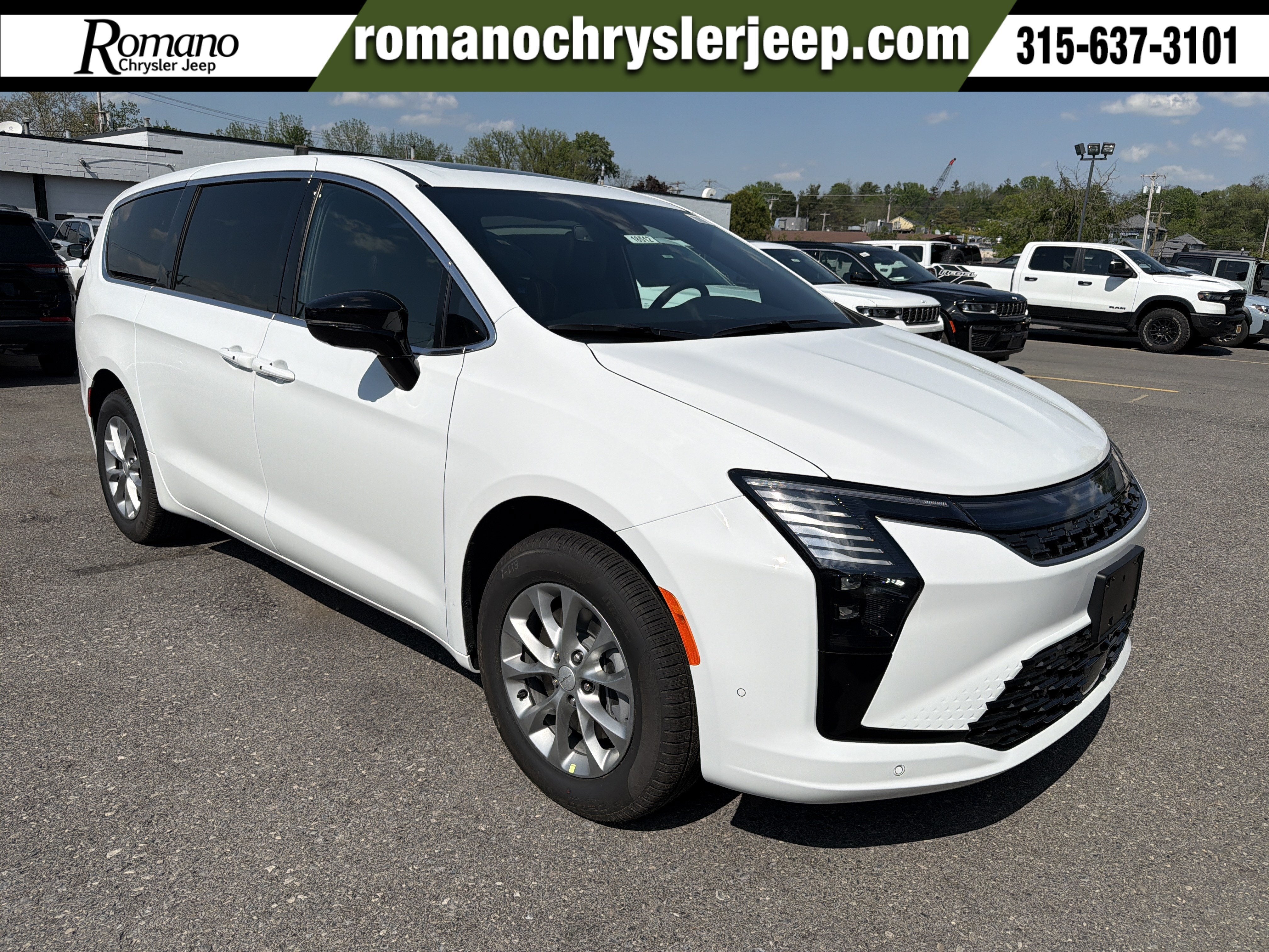 2027 Chrysler Pacifica Select AWD in Bright White Clearcoat — front three-quarter view