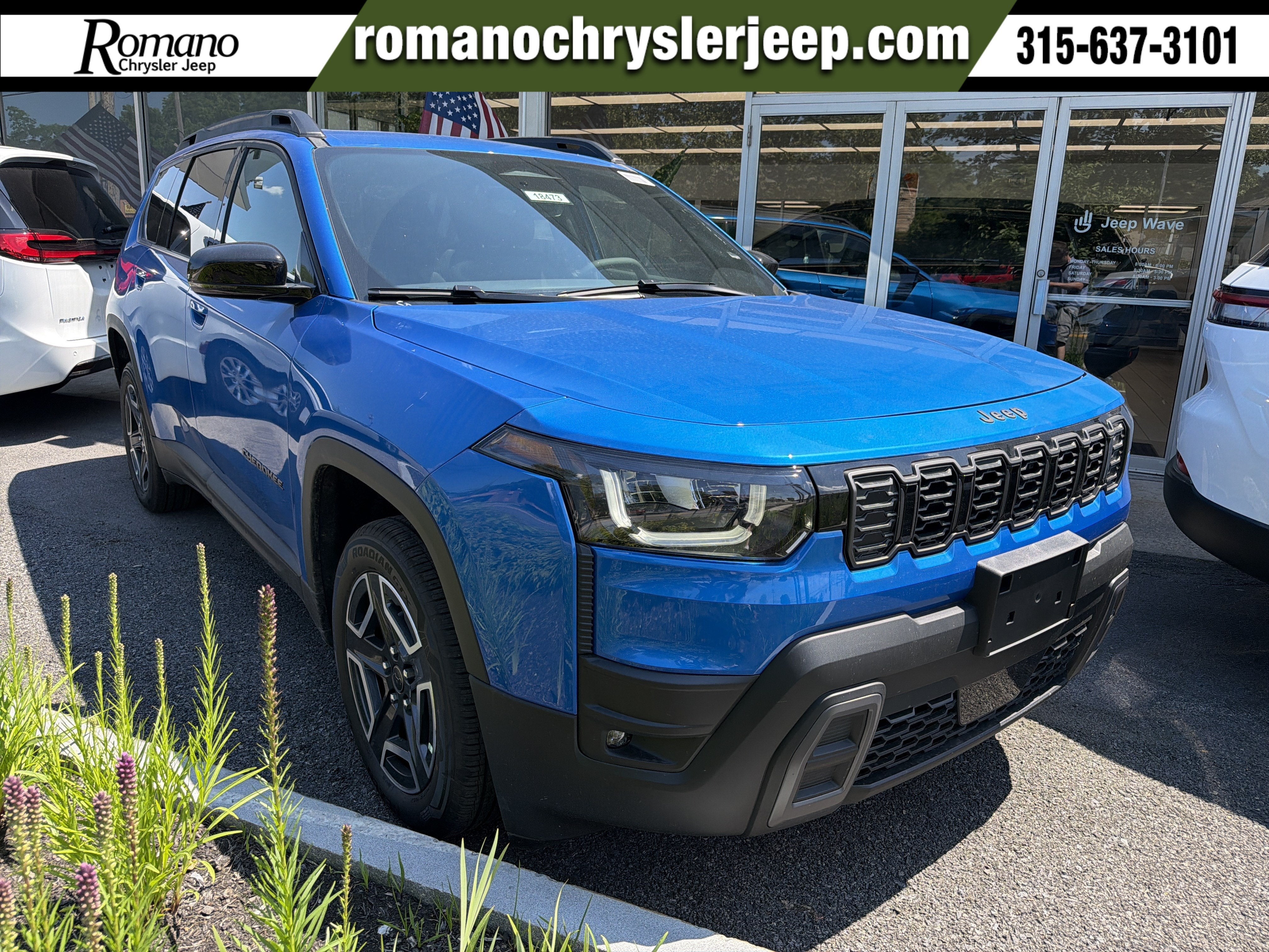 2026 Jeep Cherokee Limited in Hydro Blue Pearlcoat — front three-quarter view