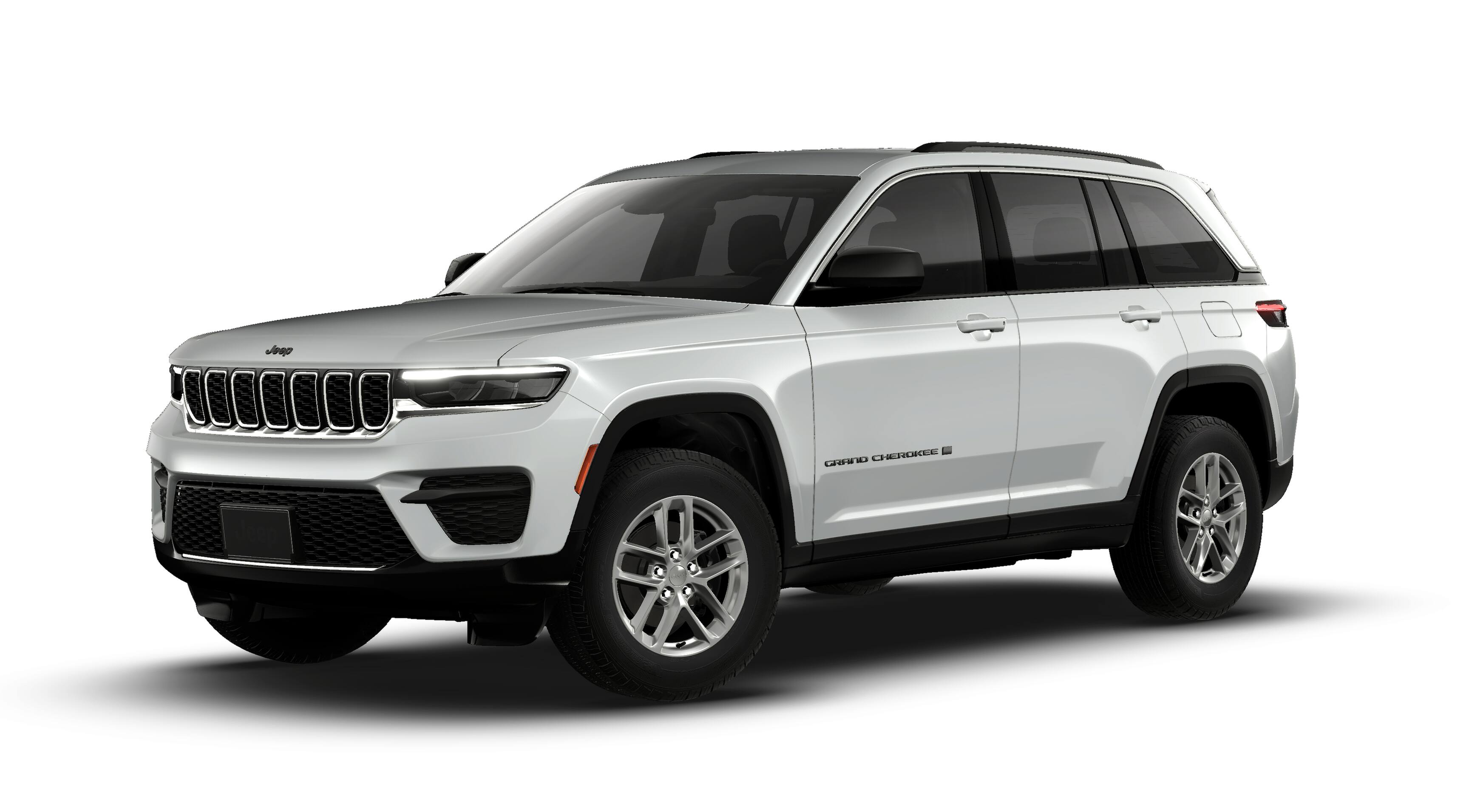 2026 Jeep Grand Cherokee GRAND CHEROKEE LAREDO 4X4 in Silver Zynith Exterior Paint — front three-quarter view