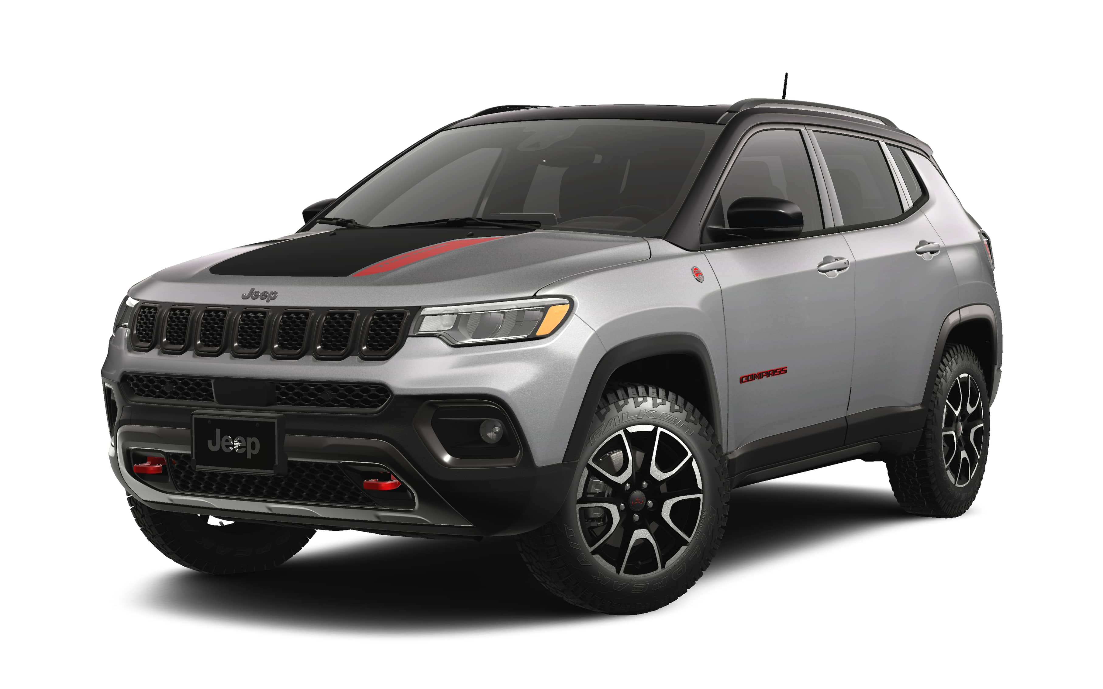 2026 Jeep Compass COMPASS TRAILHAWK 4X4 in Silver Zynith Metallic Clear-Coat Exterior Paint — front three-quarter view